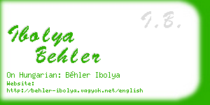 ibolya behler business card